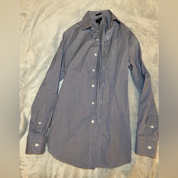 J. Crew Shirts J Crew Blue And White Checkered Mens Dress Shirt Button Down Collar Shirt